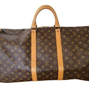 Louis Vuitton Monogram Brown Keepall Bandouliere 55 Travel Bag